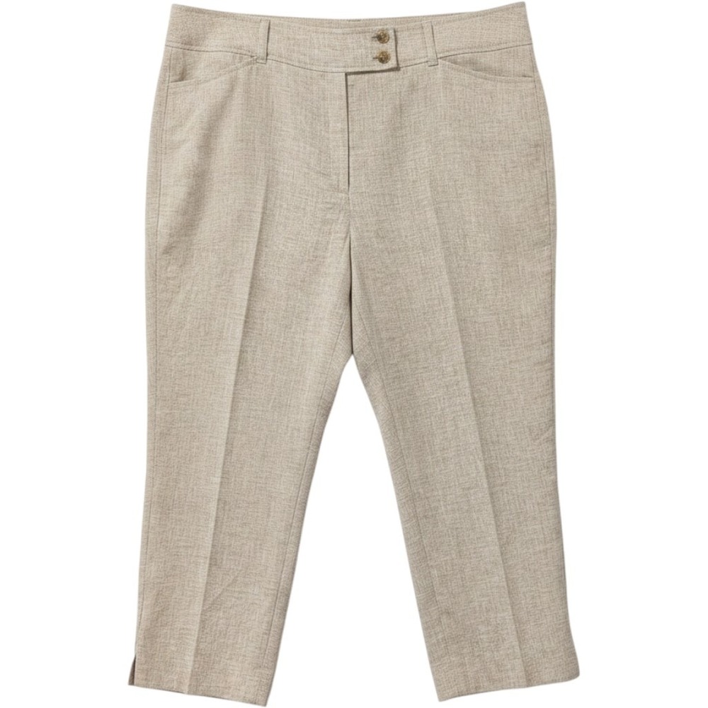 Jones New York 100% Linen Cropped Ankle Pants Tan size 16